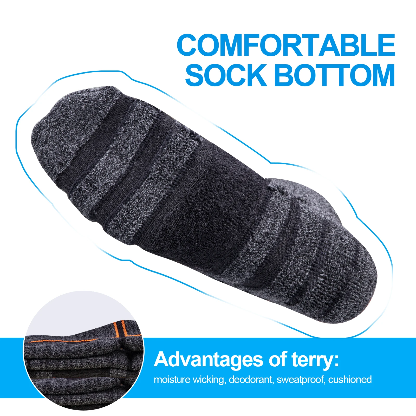 YUEDGE 2Pair High Quality Cotton Cushioned Snowboarding Skiing Socks Winter Thick Warm Thermal Sports Ski Socks Size 36-44