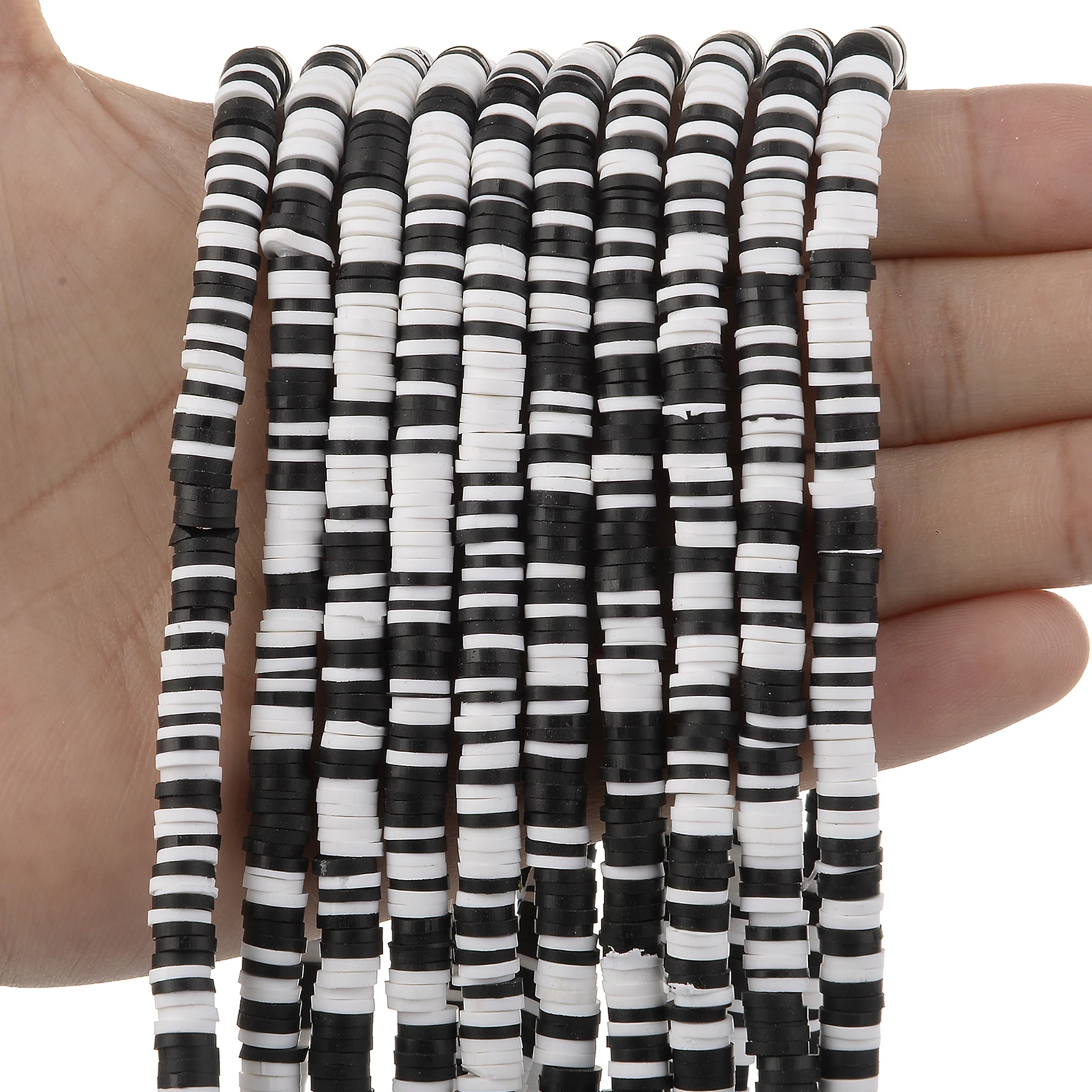 thumbnail image 1 of 350 piezas/lote de cuentas de arcilla polimérica redondas planas de 6 mm hechas a mano, cuentas espaciadoras sueltas Heishi para hacer joyas, pulseras y collares DIY, 1 of 5