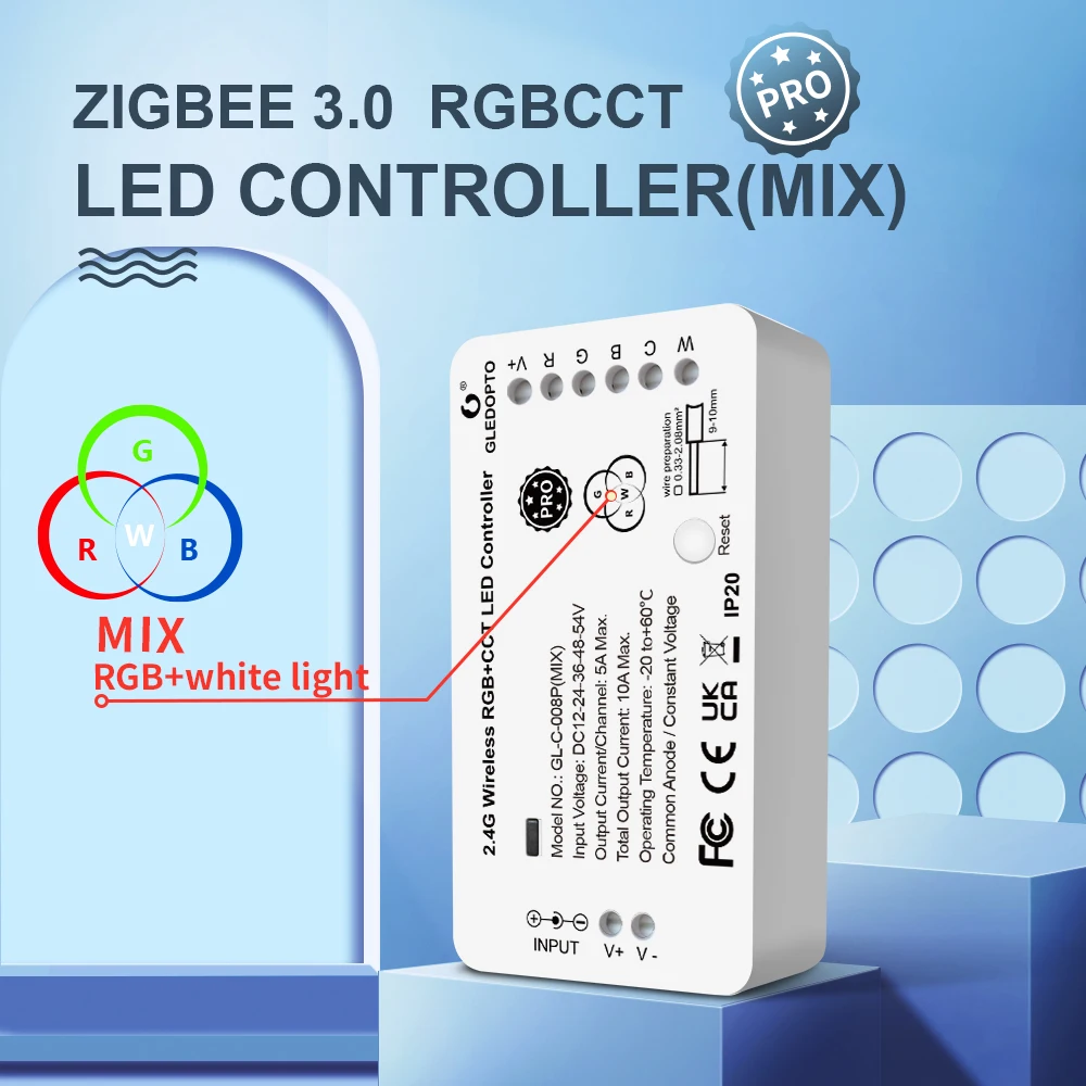 GLEDOPTO Controlador de Píxeles Tuya SPI RGBCCT RGBW RGB ZigBee WiFi Controlador LED Sincronización Dinámica de luz y Música Compatible con Smart Life Google Assistant Alexa Yandex (206P