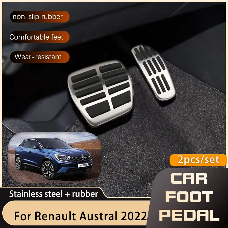 Car Pedals Cover For Renault Austral 2022 2023 Gas Fuel Brake Accelerator Restfoot No Drilling Non-slip Pedal Acessories AT MT