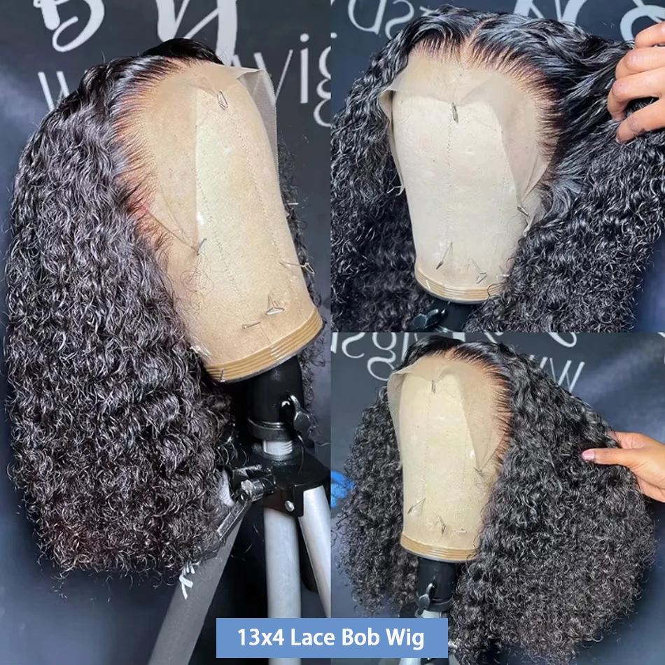 Vietnam Short Curly Bob Wig Human Hair 13x4 Lace Front Wig 250 Density 4x4 Lace Closure Deep Wave Short Human Hair For Women