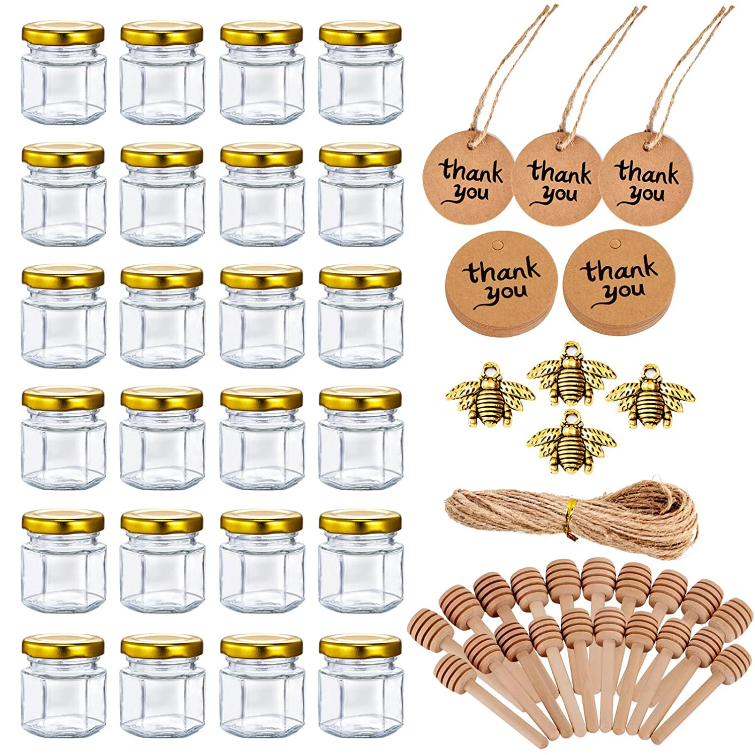 AuroTrends 3oz Mini Honey Jars with Dipper 30Pack, Empty Glass Jars for  Baby Shower Favors/Wedding Favors for Guests Bulk-Mini Jars with Wooden