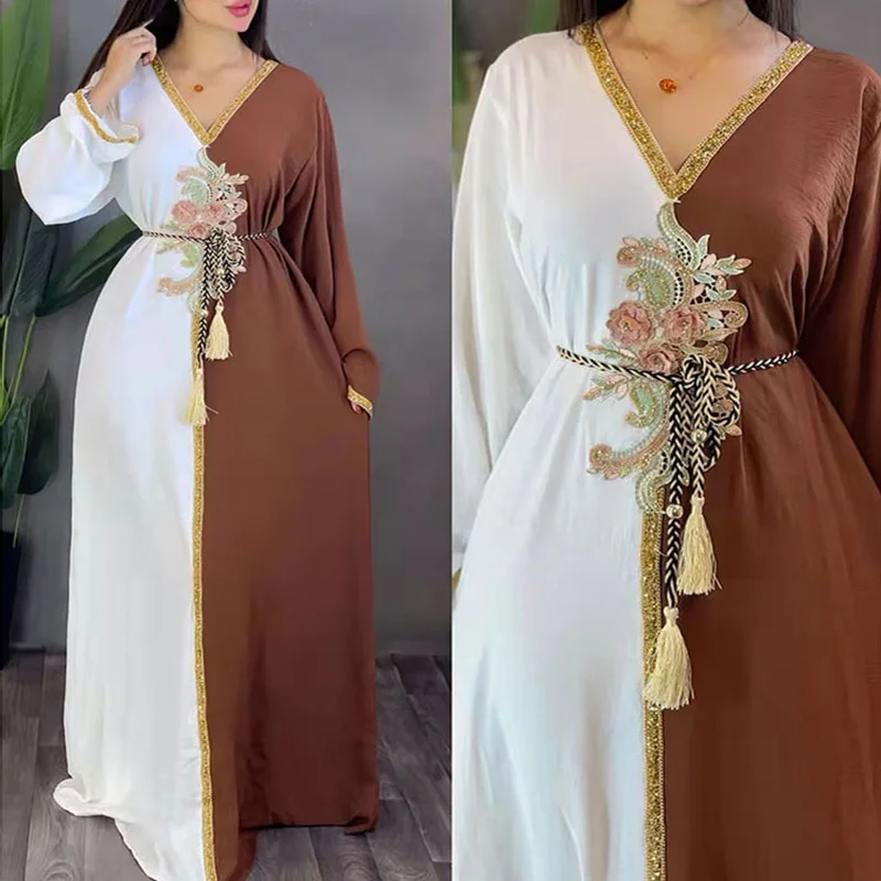 Long Dresses for Muslim Women Middle East Dubai Abaya Summer Casual Chiffon  Robes Islamic Clothing Turkish Dresses