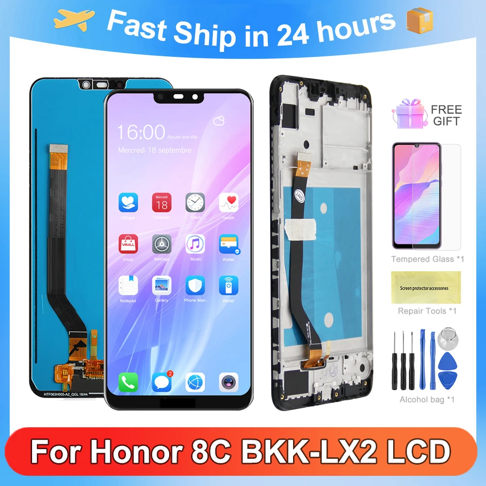 

100% Test 6.26''Original For Honor 8C LCD Display Touch Screen Digitizer Assembly For Honor8C BKK-AL10 BKK-L21 Replacement Parts