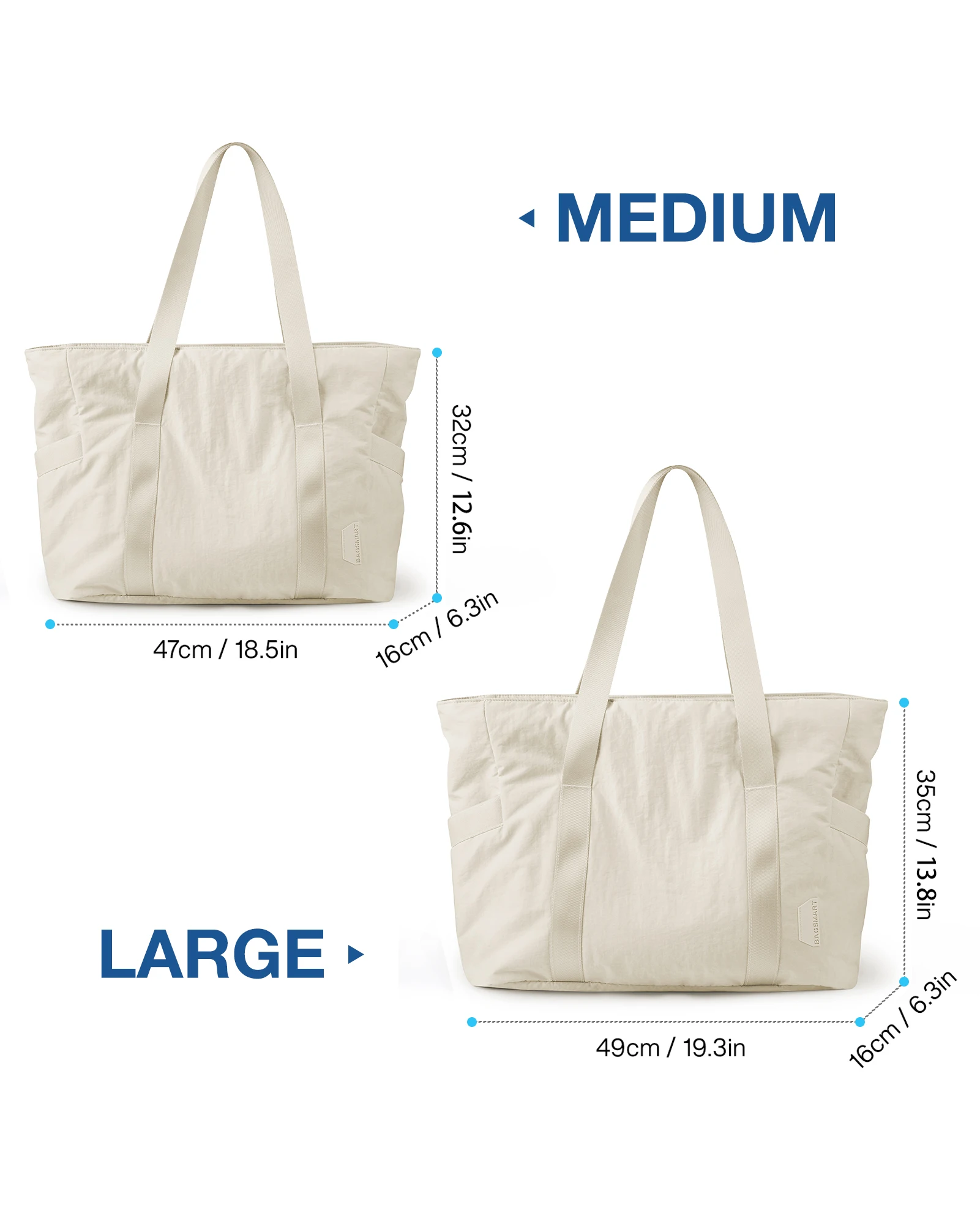 BAGSMART Women Tote Bag University Large Shoulder Bag Nylon Handle Handbag Casual Women Handbag Big Carry Shopper Bag
