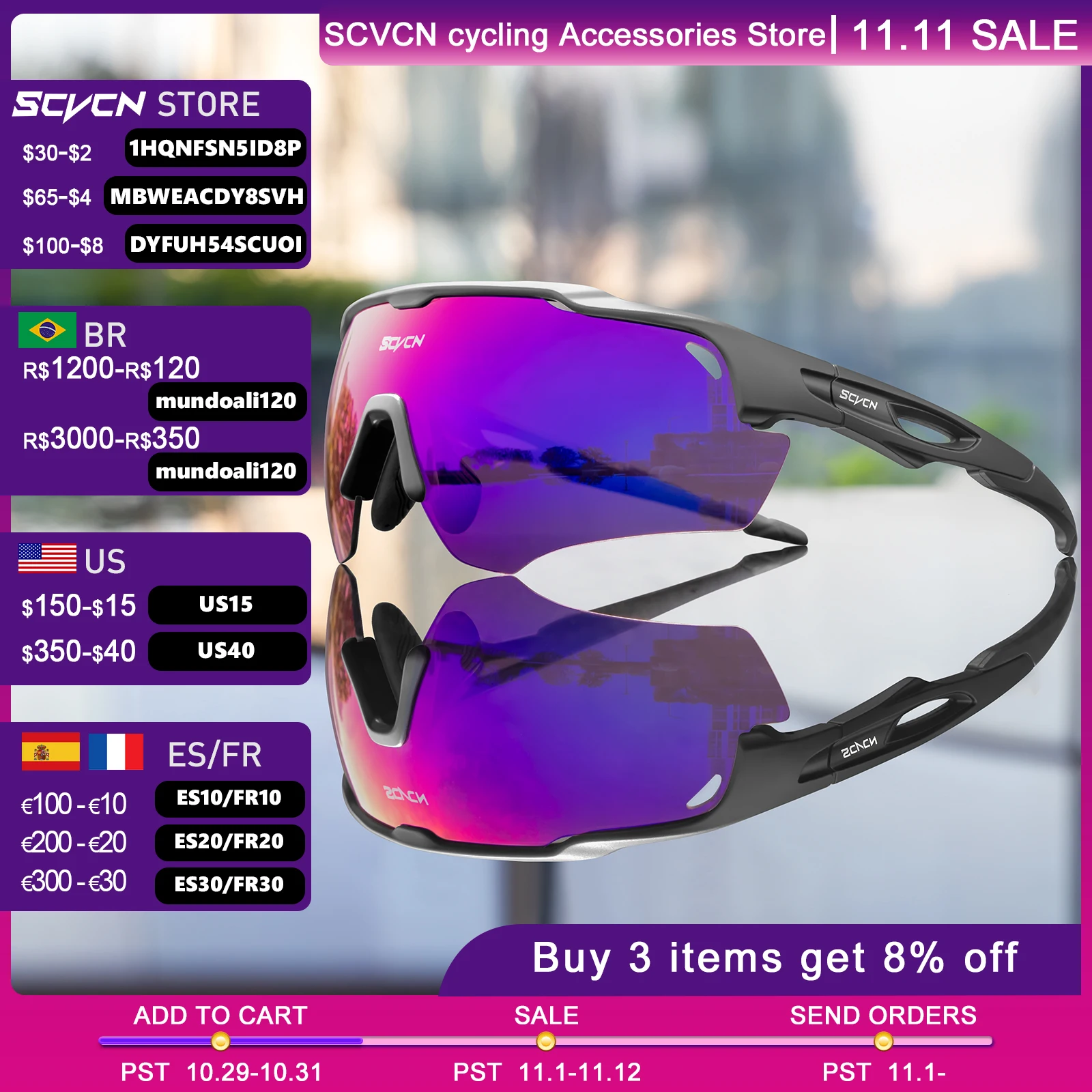 Scvcn Cycling Sunglasses Men‘s Women Mtb Bicycle Glasses Uv400