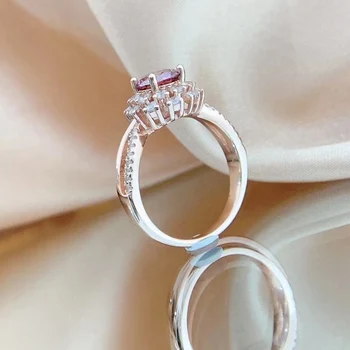 Red Moissanite Ring 1 Carat 6.5MM with GRA Certificate 100% - S925 Silver Girl Jewelry Anniversary Gift 2