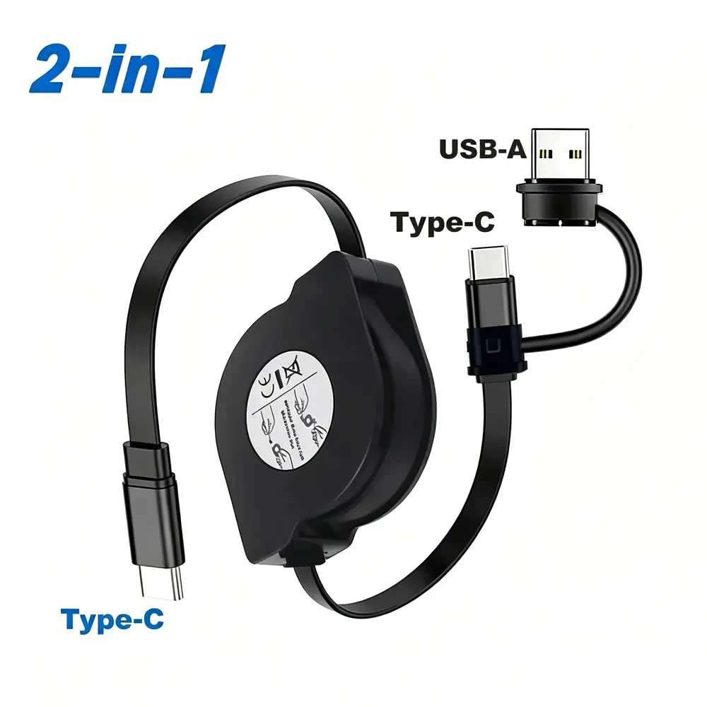 60W USB C Retractable Fast Charging Data Cable