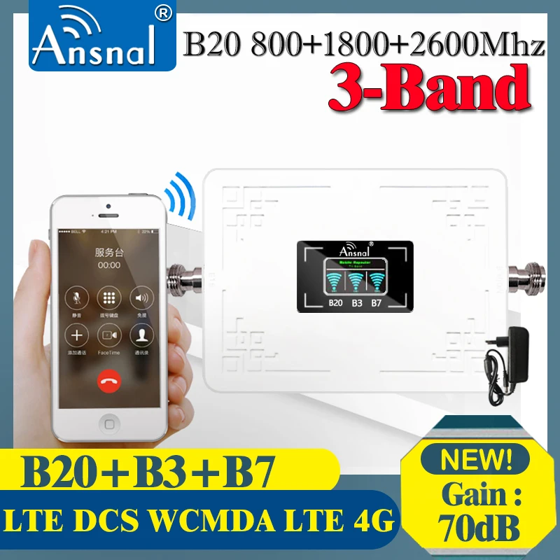 Soldes!! Tri Bande GSM 2g 3g 4g Répéteur B20 800 900 1800 2100 2600 Amplificateur cellulaire GSM LTE 4g Amplificateur de Signal Cellulaire Booster