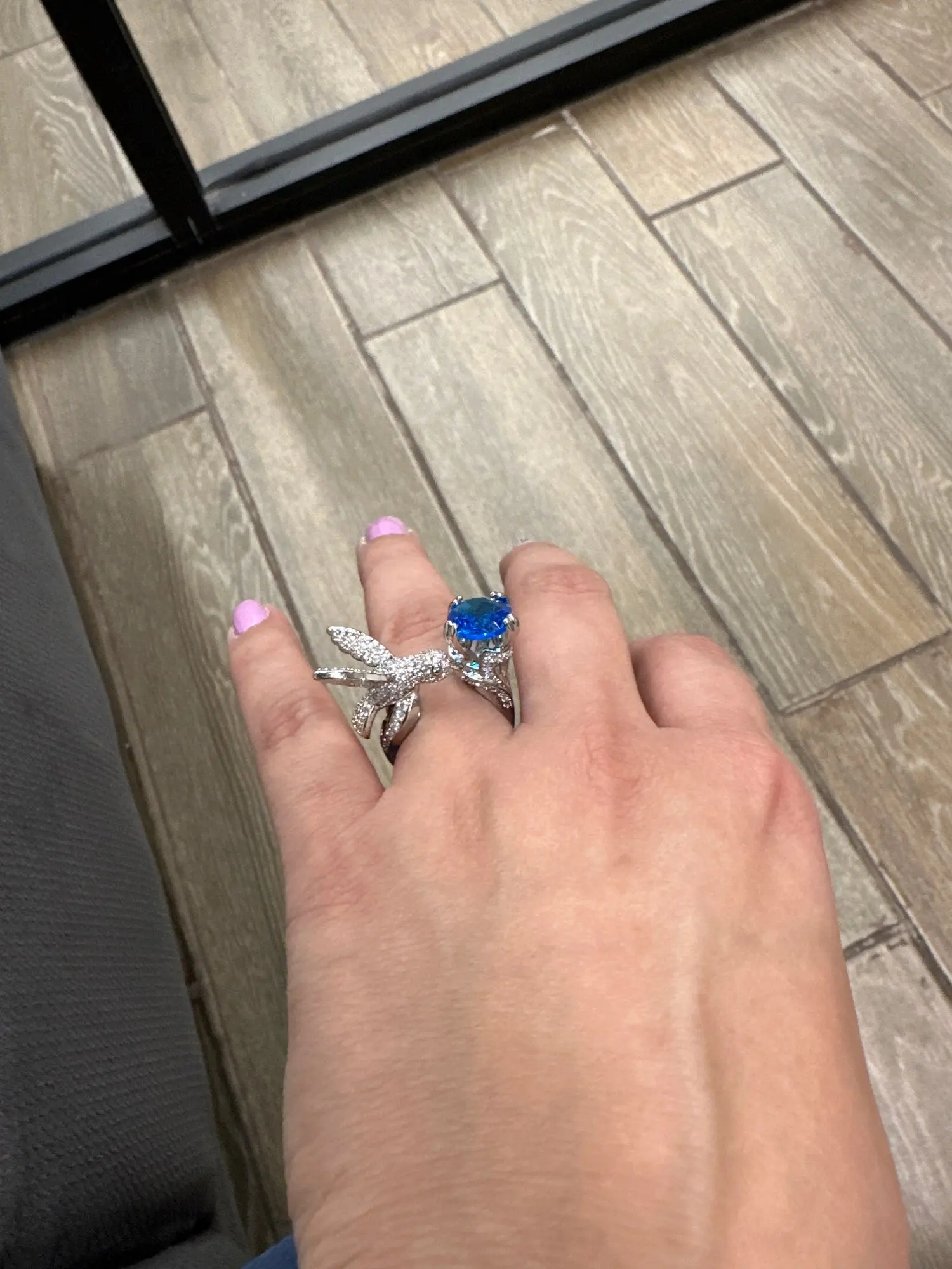 Gemstone Women's Ring Simulating Aquamarine Hummingbird Zircon Ring Party Birthday Couple Jewelry Gift photo review