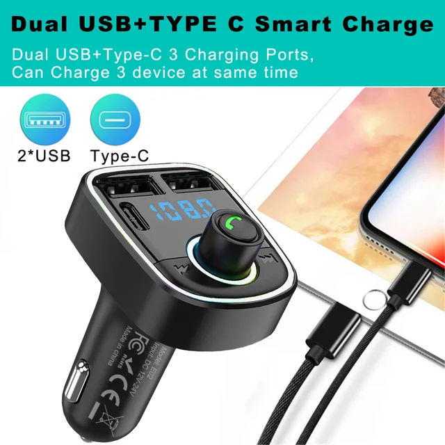 Bluetooth FM Transmitter Car Adapter 3