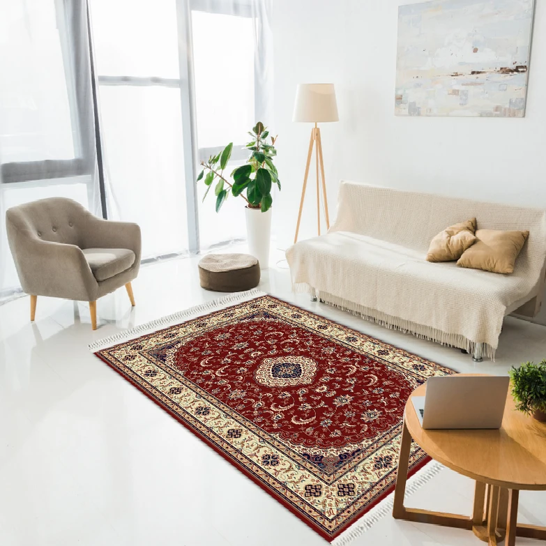 

Ethnic Antiquing Floral Pattern Modern Decor Printed Carpet Dried Beige& Red color Bedroom and home decoration gift