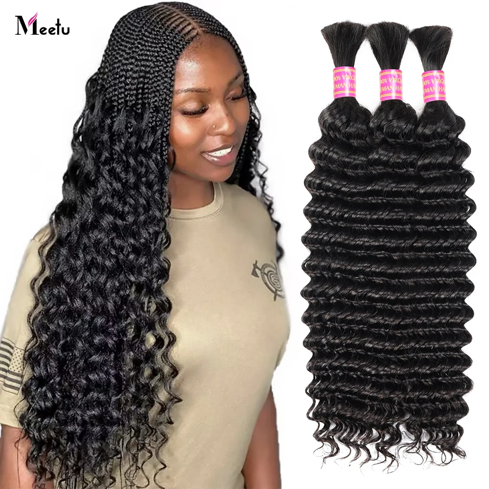 Bulk Human Hair For Braiding No Weft Deep Wave Micro Braids Human Hair Bulk  Brazilian Remy Human Hair Extension 100% Unprocessed