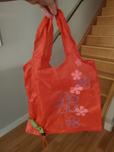 Printing Strawberry Foldable Reusable Shopping Bag Nylon Green Grocery Bag Tote Handbag Convenient Large Capacity Storage Bags photo review