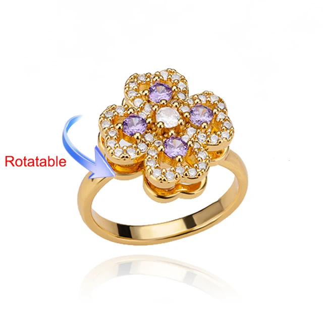 Bagues de mariage rotatives à quatre trèfles pour femmes, anneau d'anxiété Anti-Stress en acier inoxydable, bijoux esthétiques réglables