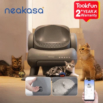 글로벌 버전 시스템 Neakasa M1 Neabot 개방형 자동 고양이 쓰레기통, 냄새 없는 자기 방어 가능, 고양이 샌드박스, 고양이 제품, 스마트 고양이 변기 후드형화장실