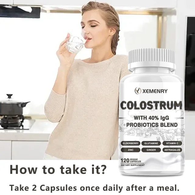 2208-1f5fd0.jpg Colostrum Capsules - 40% LgG - Supports Intestinal Digestion and Immune Health Improve Focus, Skin, Gut Health - 120 Capsules