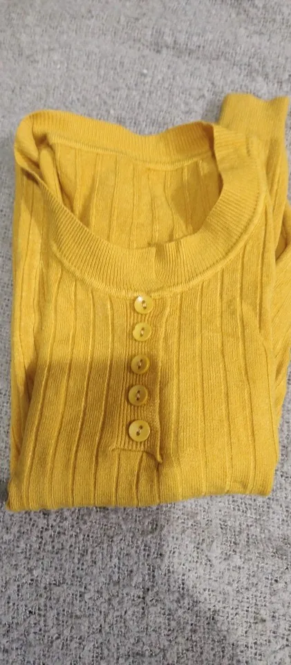 Knitted Women Sweater Button O-neck Pullovers Spring Autumn Basic Sweaters for Female Pullover Slim Solid Bold Stripes Tops photo review