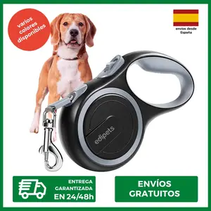 Correa Perro Extensible, Retráctil con Porta Bolsas, de 3, 5 y 8 Metros,  Cinta Flexible para Adiestramiento y Paseo, Negro, Edipets - AliExpress