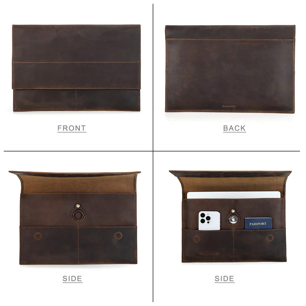 Família de Contact-bolsa de Couro Laptop Capa para Macbook Pro Air 13 em 14 em 15 em 16 em Capa Protetora Airtag Case Bolsa - Imagem 3