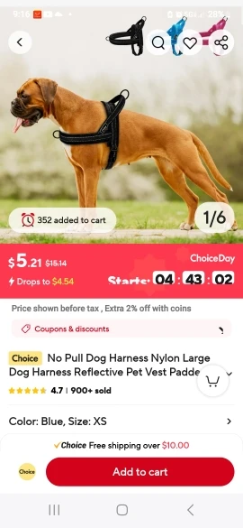 Reflective Comfort: No-Pull Nylon Harness for Large Dogs photo review