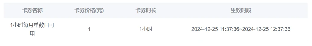 上机订单 “详情”页 使用卡券记录 上机订单 “详情”页 使用卡券记录