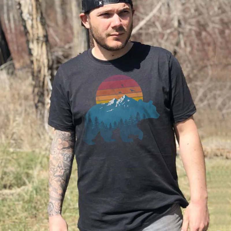 

Men's Outdoor Forest Sunset Bear Short Sleeve T-Shirt