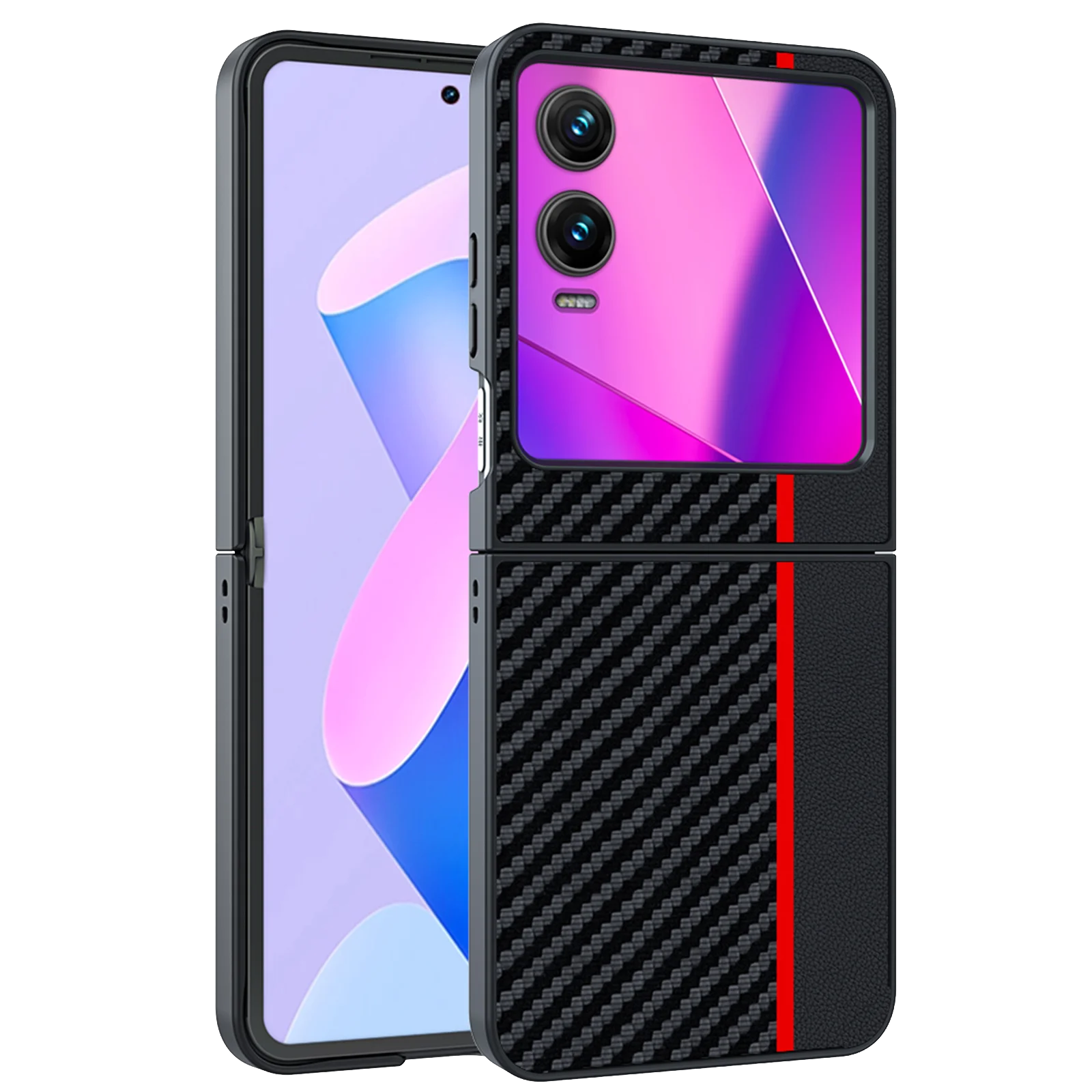 Tecno Infinix Zero Flip Luxury Carbon Fiber Pattern Slim Leather Protective Phone Case