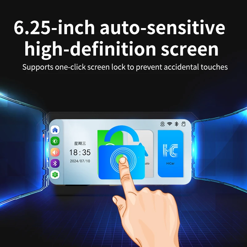 Enhanced Safety 6.25 Inch GPS Navigator for Motorcycles Wireless CarPlay with Front and Rear Cameras TPMS