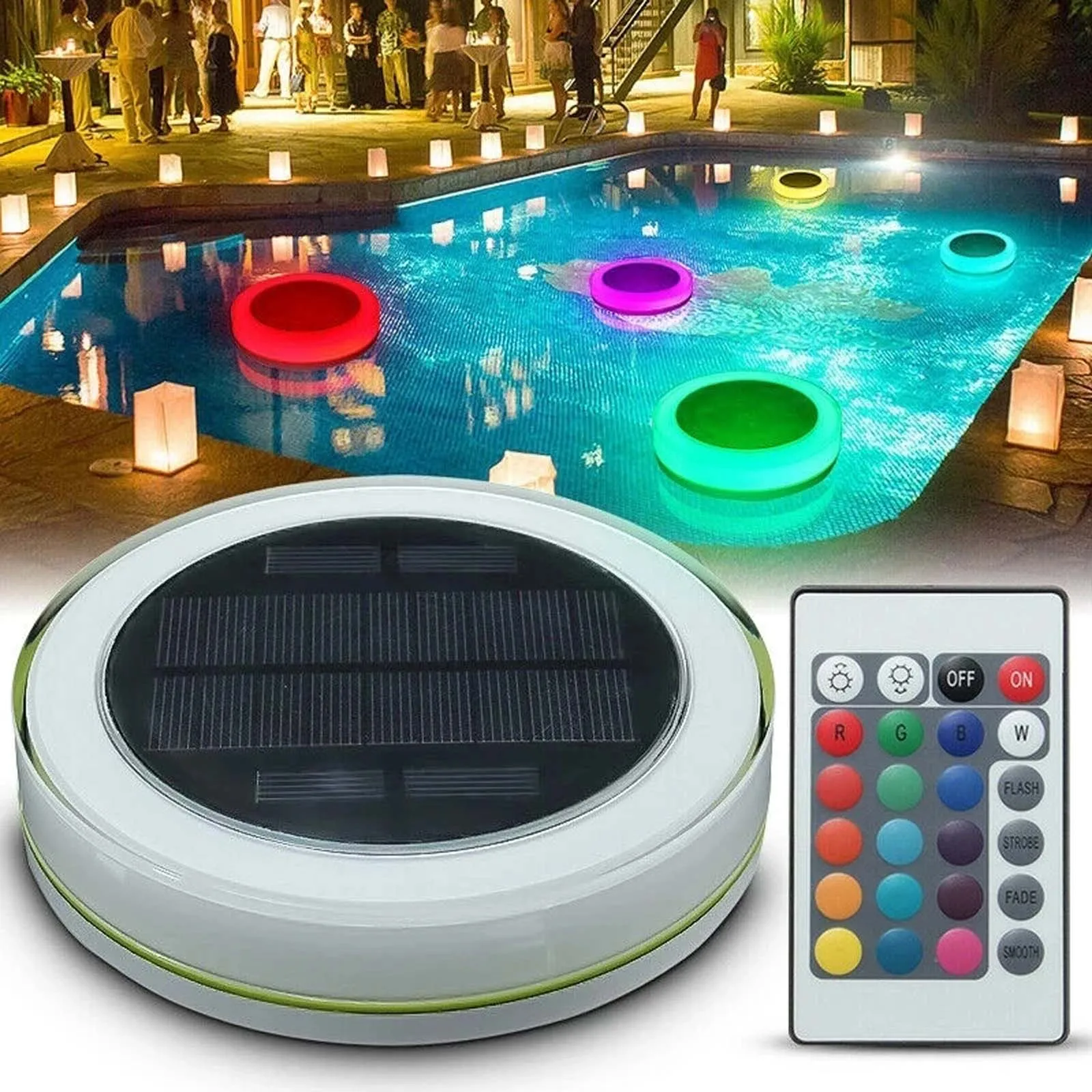 ACMESHINE Waterproof IP68 Solar Light Swimming Pool Light 16Colors Loating Light Outdoor Decoration Led Lights Remote Control