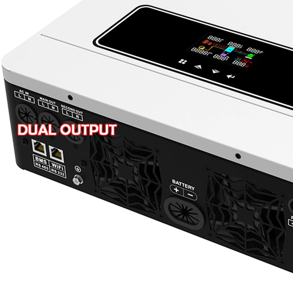 Inverter Ibrido POWLAND 6200W 48V - Onda Pura, Con MPPT 120A, WiFi, Per Batterie Litio/Piombo