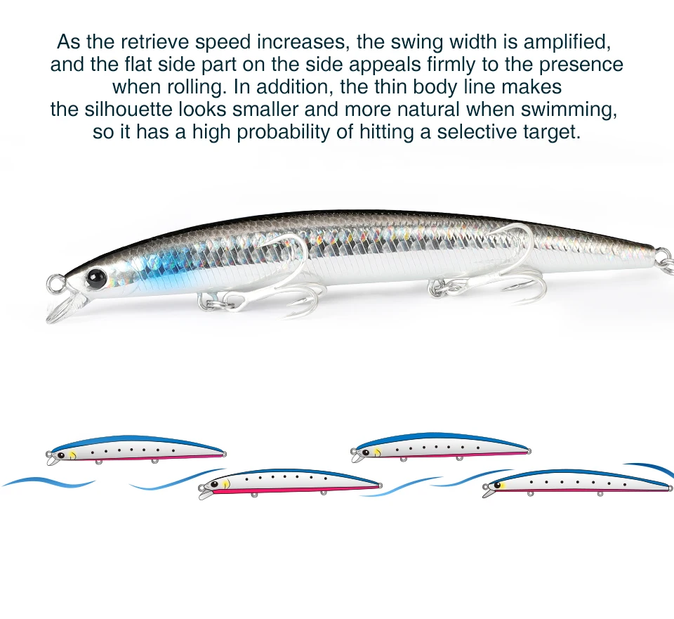 TSURINOYA Slim Minnow Meeresangelköder 125F 125 mm 14,3 g SW-Spiel schwimmende harte Köder für Seebarsch-Fake-Fischköder mit flachem Bereich – Detail 9