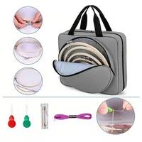 Multiple Pockets Embroidery Project Bag, Square Embroidery Supplies Storage Tote Bag, Portable Craft Carry Case 6