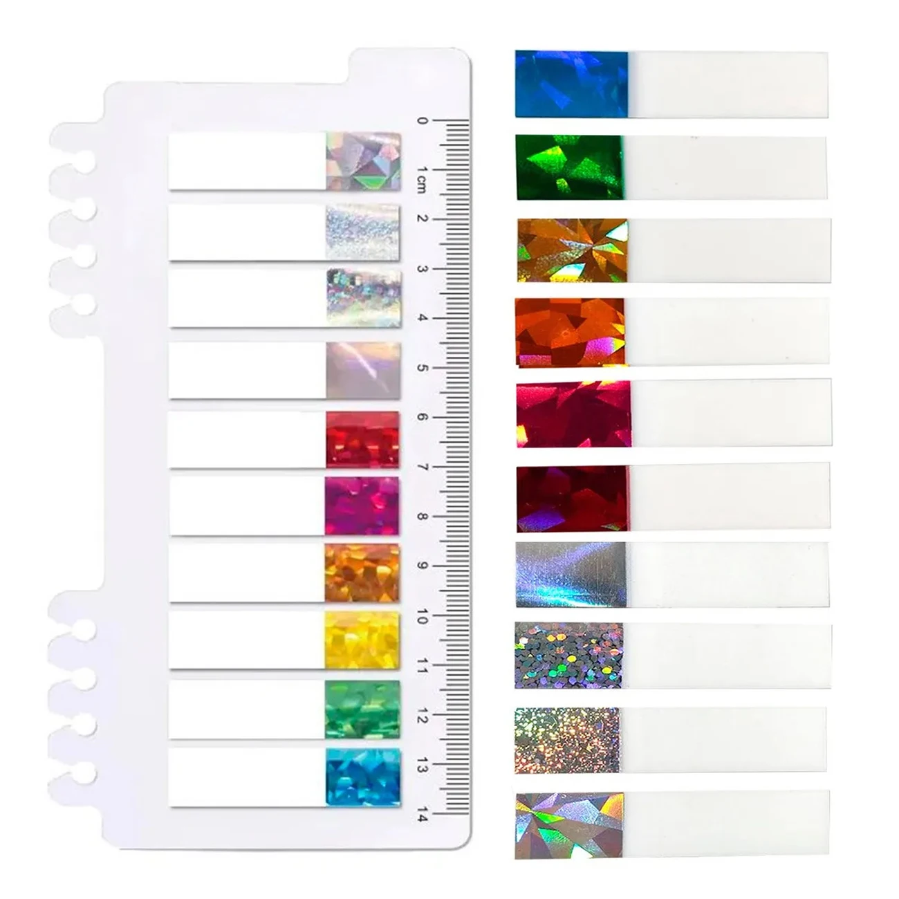 200 Notas Adhesivas Transparentes Holograficas Apuntes Regla Rectangulo Separador