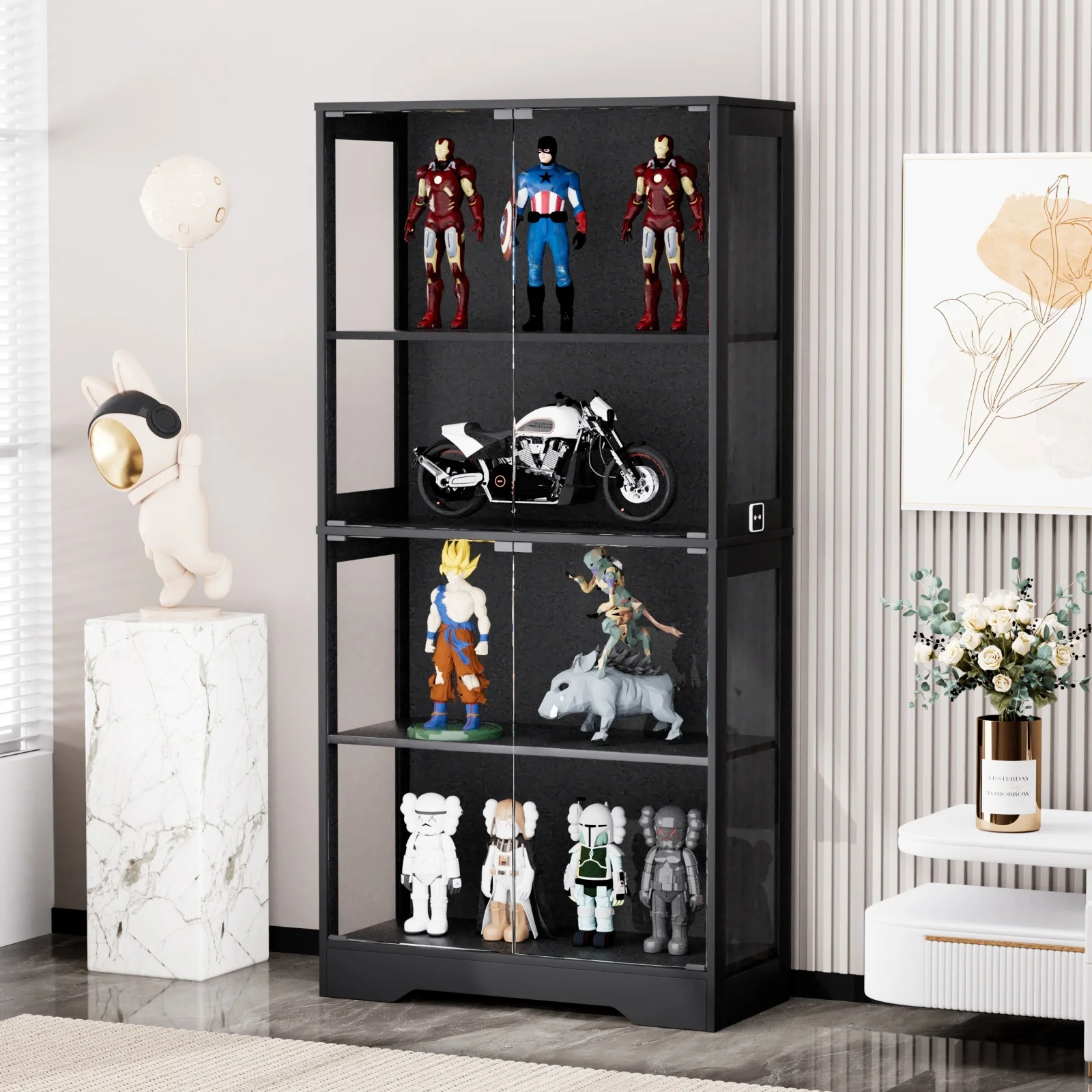 Wohnzimmermöbel, Vitrine Wohnzimmer, moderne Weinvitrine Gläser Ffurnished Wohnzimmer mit Tür für die Schranksammlung – Detail 6