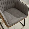 Leisure Chair Dining Chair Integrated Modern Leather Splicing Linen Comfortable Decorative Chair Metal Leg Cushioned Office 1pc 5
