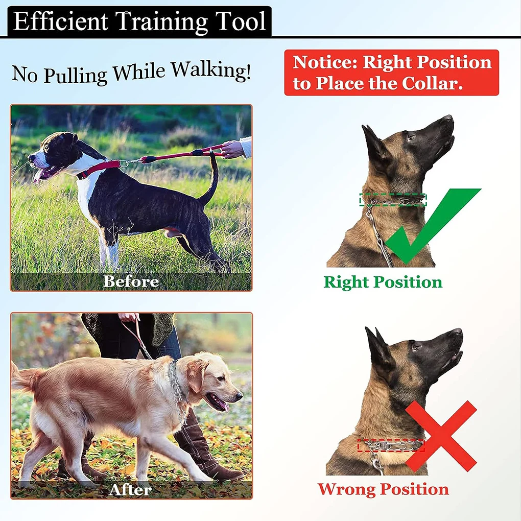 Choke Collar for Dogs Reflective Covered Dog Spike Pinch Collar Adjustable Dog Training Collar Buckle Small Large Dogs Pet Dog Training Collar