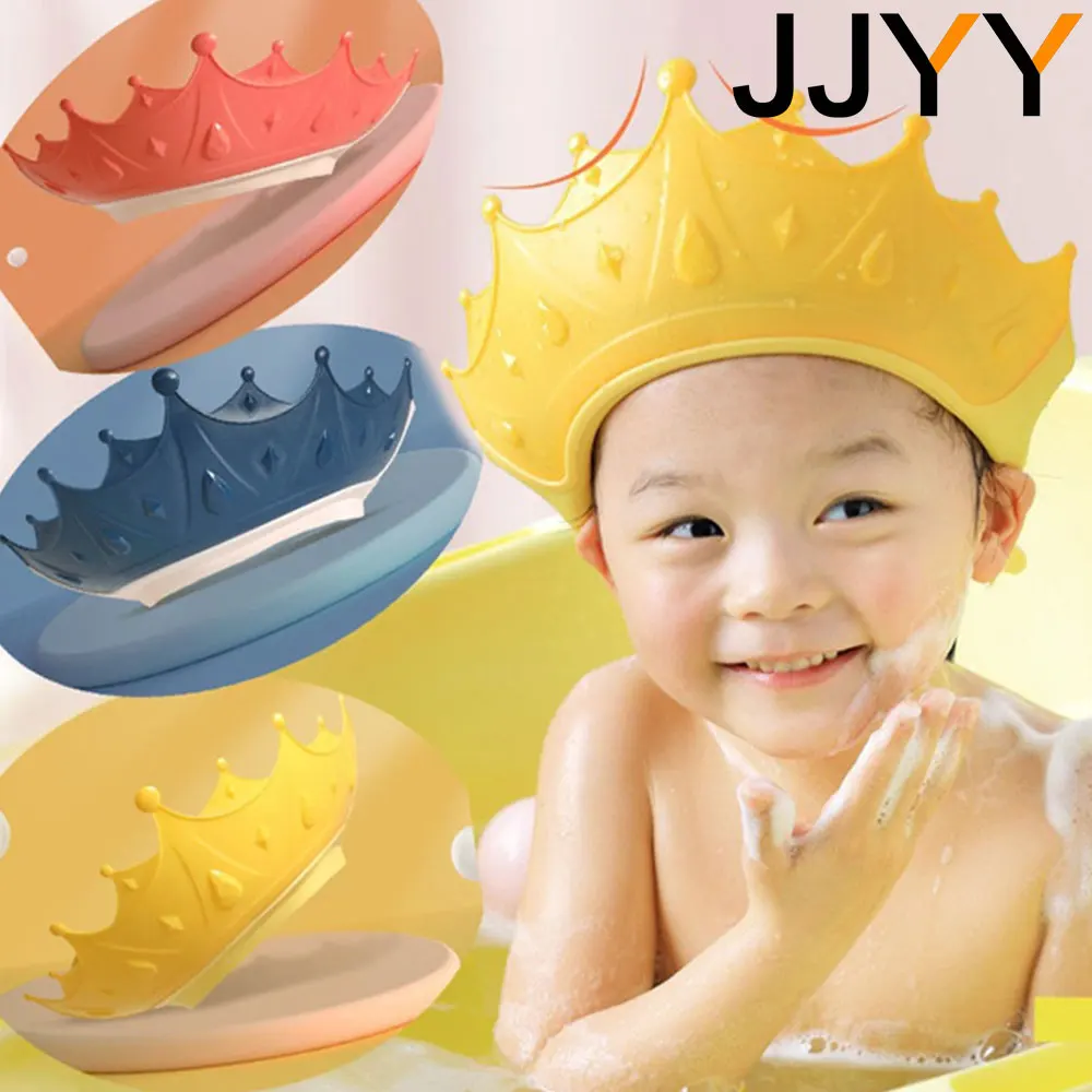 

Newest Soft Kids Waterproof Cap Children Bath Shower Cap Crown Shower Cap Soft Cartoon Baby Shower Hat Baby Shampoo Ca