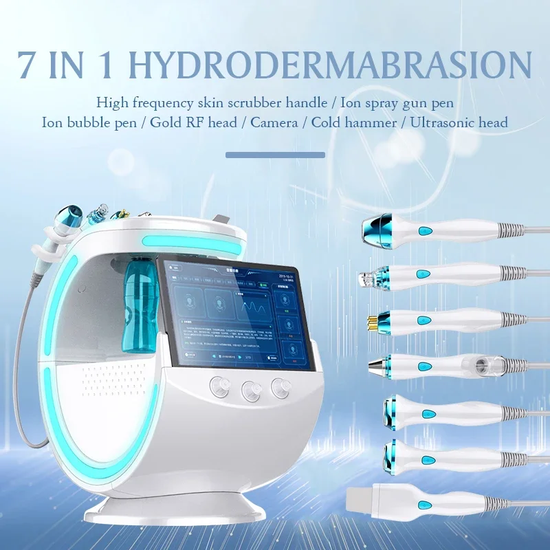 Máquina de Cuidado Facial Hidro 7 en 1, Dispositivo Facial Ultrasónico, Rejuvenecimiento, Dermoabrasión con Oxígeno Hiperbárico para una Limpieza Profunda