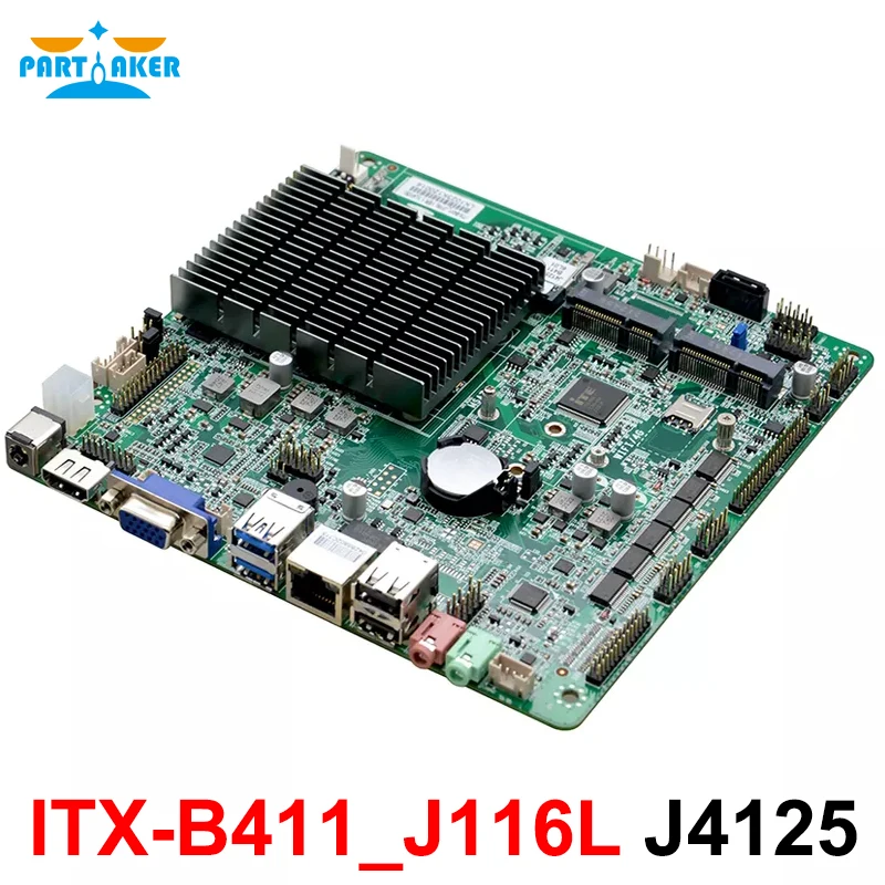Partaker X86 Sottile Mini Itx Scheda Madre Computer Industriale Senza Ventola Mainboard Itx-B411_J116L Celeron J4125 Con 8 Usb