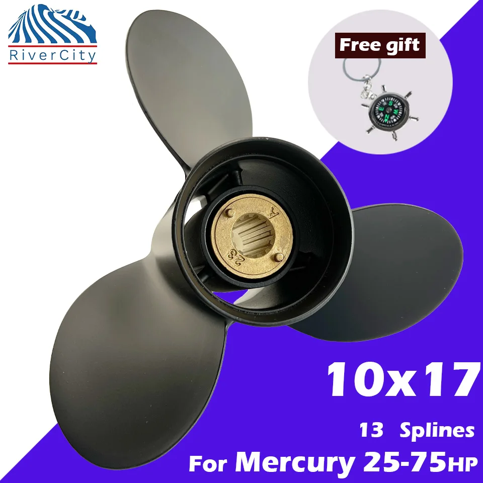 For Mercury 50hp 60hp 70hp 75hp Outboard Propeller 10x17 Boat Motor Aluminum Alloy Screw Ship Marine Engine 3 Blade 13 Spline marine propeller