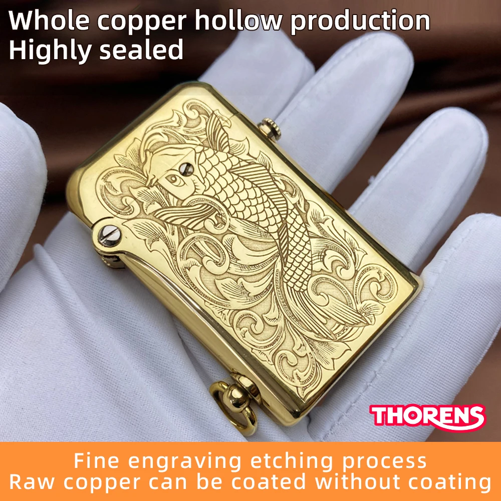 THORENS 2nd Generation Double Claw Kerosene Lighter Engraved Koi