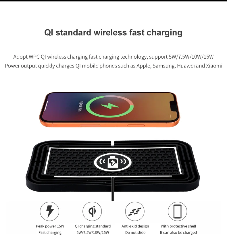 Wireless Car Charger Silicone Non-Slip Fast Charging Pad
