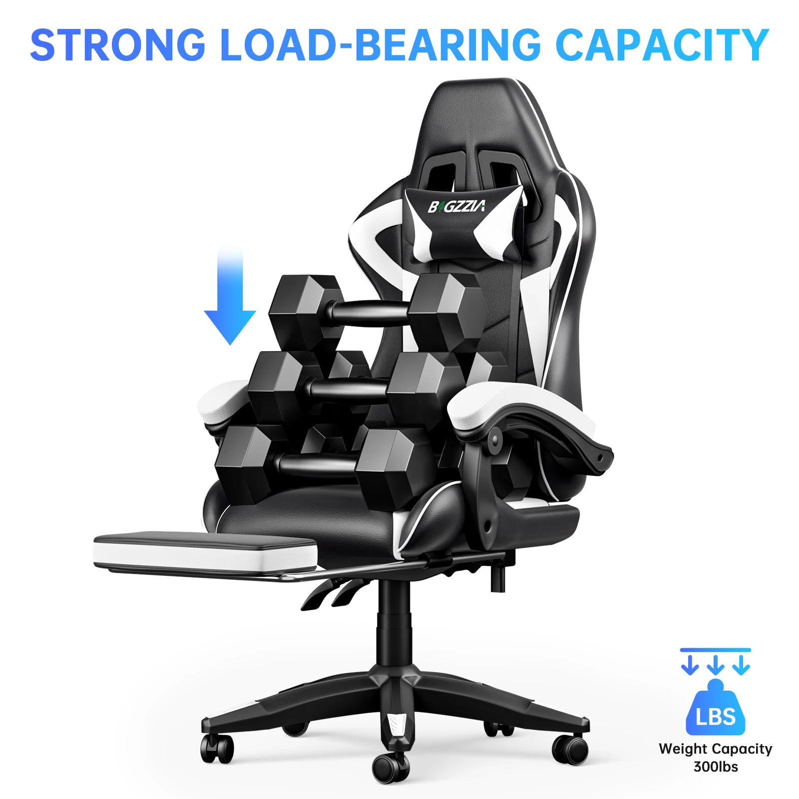 Gaming Chair with Footrest Gamer Chairs Ergonomic with Lumbar Cushion Headrest Gaming Chair Height Adjustable Computer Chair