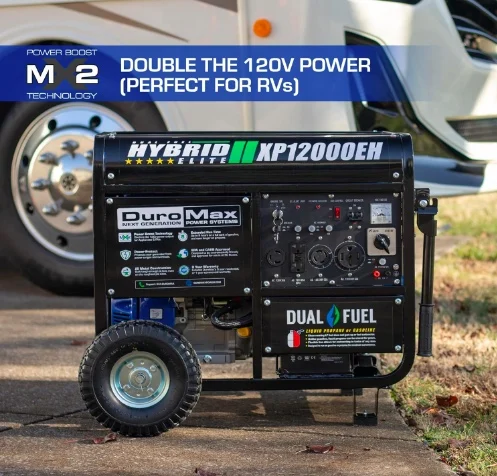 DuroMax XP12000EH Generator-12000 Watt Gas or Propane Powered Home Back Up & RV Ready, 50 State Approved Dual Fuel Electric Star