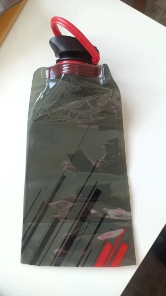 Botellas de agua plegables, botella de agua de viaje reutilizable y Flexible, bolsa de agua de plástico, bolsa de agua con mosquetón photo review