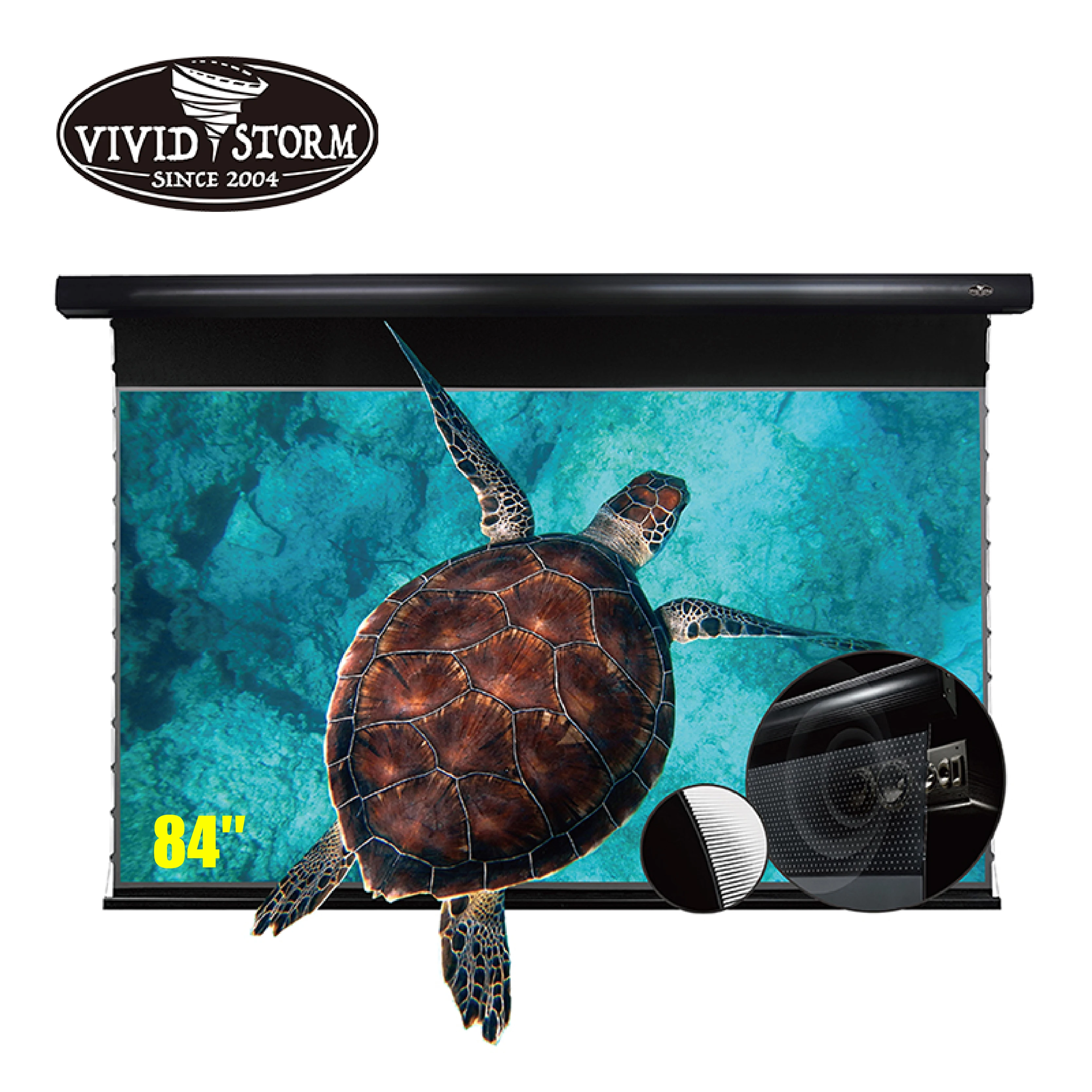 Vividstorm 84 Pollici Pro P Slimline Elettrico Drop Down Schermo Di Proiezione Suono Perforato Clr Alr Ust Schermo Del Proiettore Elettrico