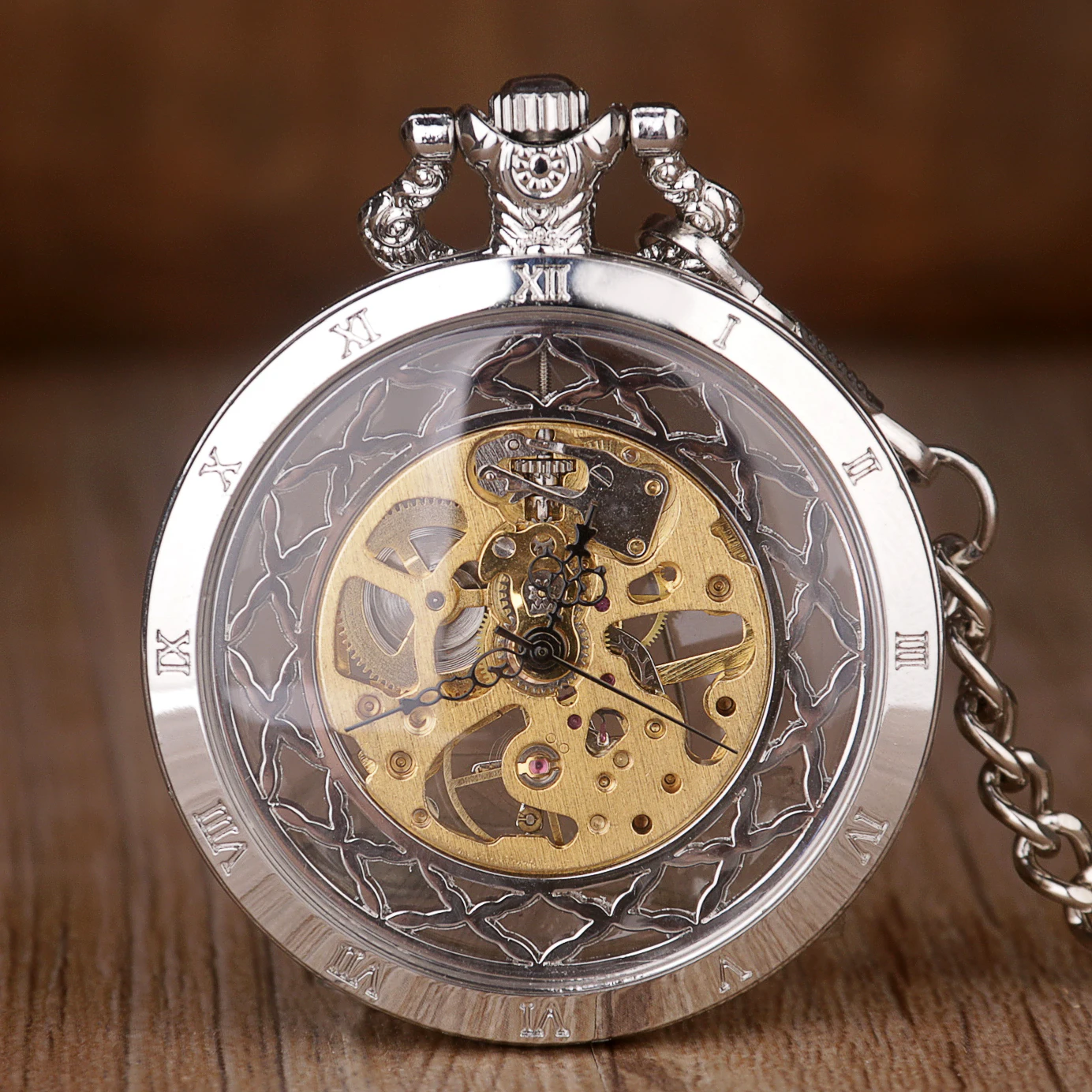 

Mechanical Pocket Watch FOB Chain Dial Hollow Steampunk Men Women Clock Watches Mens Male Hand Wind Pocket Watch Gift