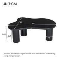 Table basse moderne Black Cloud, table d'appoint irrégulière à finition laquée brillante pour salon 8