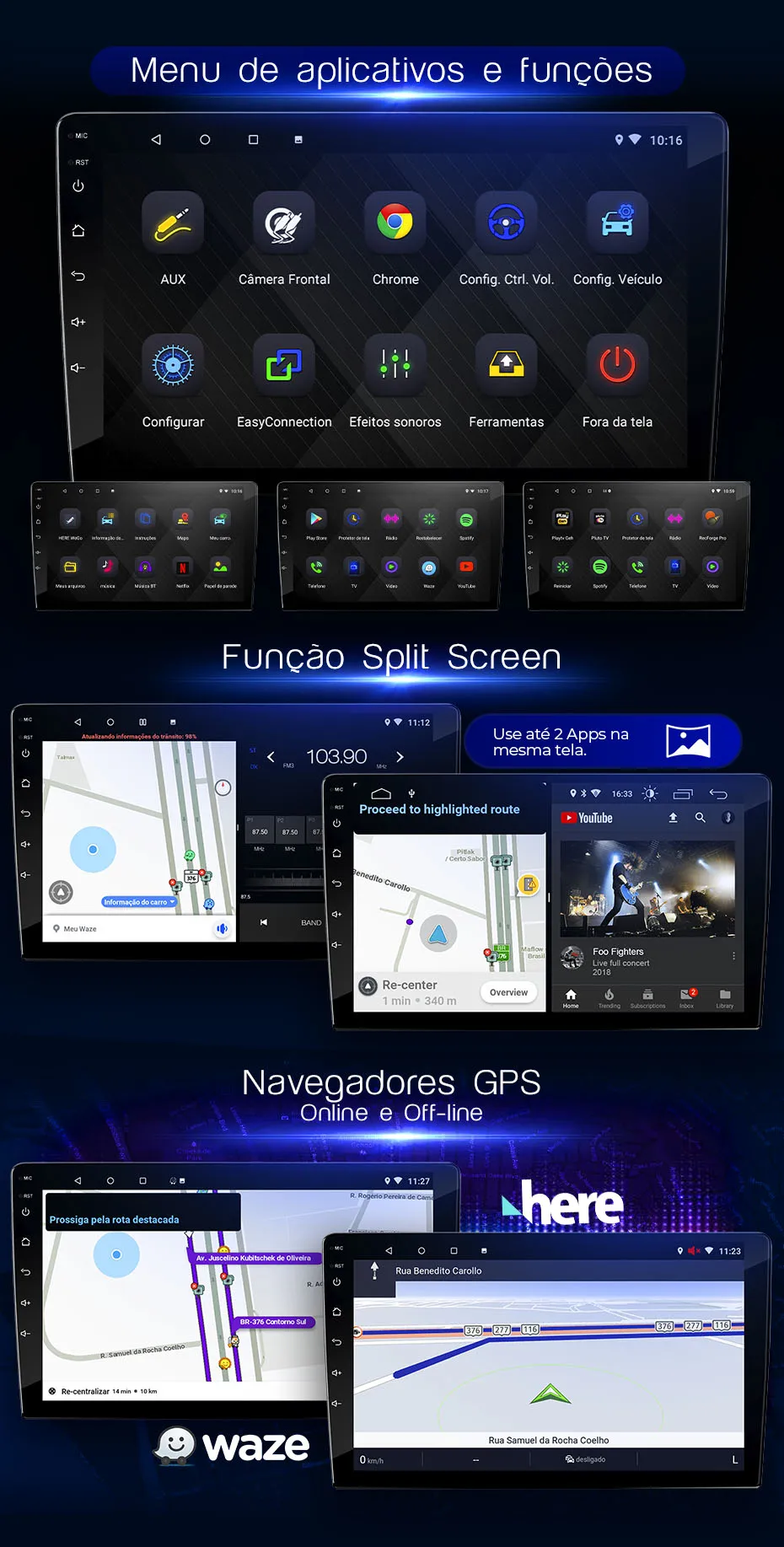 Central Multimidia Tela 9 polegadas T3L PLUS Android NAVPRO Vidro IPS 2GB/32GB DSP Carplay